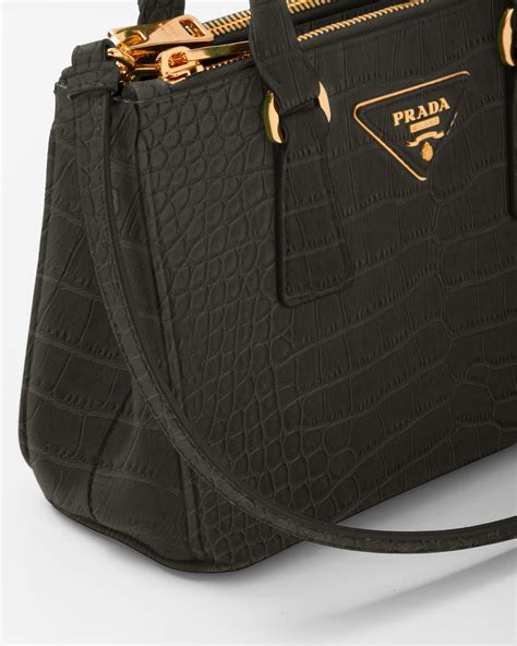 prada milano pink crocodile leather handbag|Prada galleria mini bag.